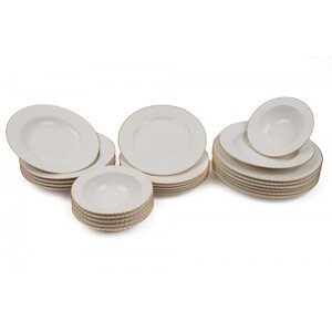 Porcelánová sada 24 ks talířů Whitie bílá/zlatá