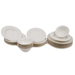 Porcelánová sada 24 ks talířů GoldieWhite bílá/zlatá