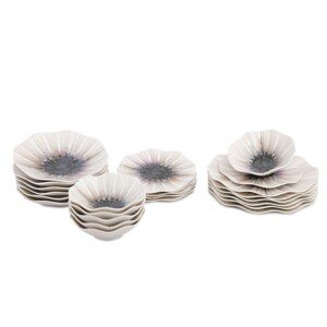 Porcelánová sada 24 ks talířů Abstract bílá/modrá