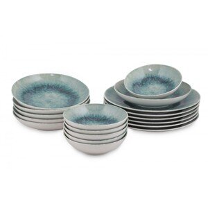 Porcelánová sada 18 ks talířů Blues bílá/modrá
