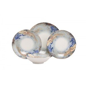 Porcelánová sada 24 ks talířů BlueEarth bílá/modrá