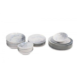 Porcelánová sada 24 ks talířů Pearl bílá/šedá