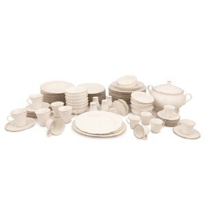 Porcelánová jídelní sada 83 ks MilkWhiteGold bílá/měděná