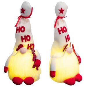 LED vánoční skřítek ELF 058 - 36 cm bílý/červený
