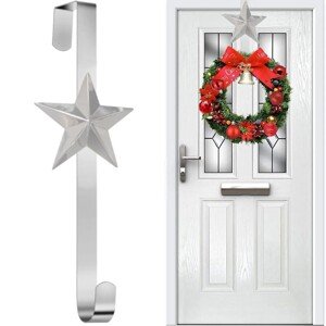 Vánoční věšák na dveře STAR 37 cm stříbrný