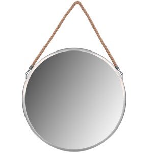 Kulaté zrcadlo CORD se závěsným lanem 40 cm stříbrné