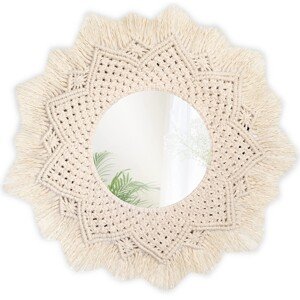 Kulaté nástěnné zrcadlo BOHO 60 cm béžové