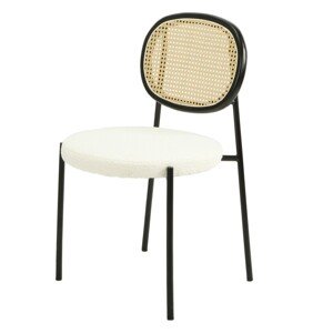 Designová jídelní židle Fisco bouclé bílá/černá