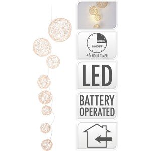 Vánoční LED girlanda s časovačem Round 90 cm krémově zlatá