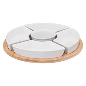 Sada servírovacích misek Helper porcelán/bambusové dřevo