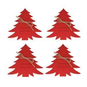 Sada 4 ks vánočních obalů na příbor Red Tree červená