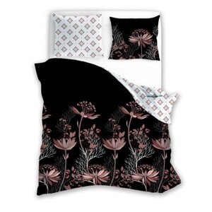 Bavlněné povlečení PURE SATEEN 010 160x200 cm + 2x 70x80 cm černé/béžovo-bílé