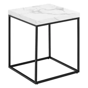 Odkládací stolek Barossa 40 cm bílý mramor/černý