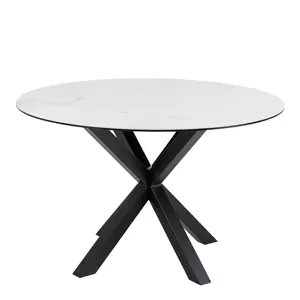 Jídelní kulatý stůl Heaven 120 cm bílý mramor/černý