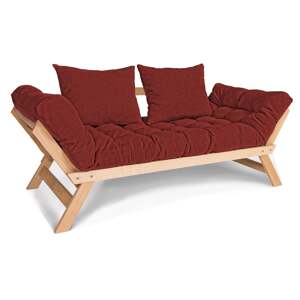 Rozkládací futonová pohovka BREEZIO 01 170 cm bukové dřevo/červená