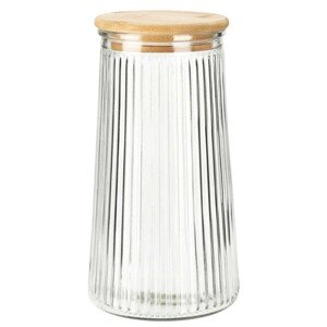 Skleněná dóza na potraviny Elegancia 1400 ml bambus/čirá