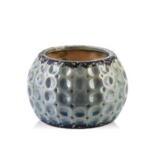 Keramický květináč DIVINE 14,5x9,5 cm modrá/šedá