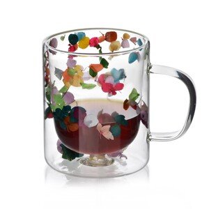 Skleněný hrnek PETER FLOWER 300 ml čirý/vícebarevný