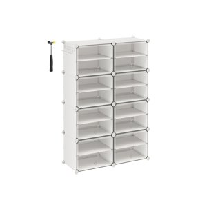 Modulární botník Lux s 8 dvířky čirý/bílý