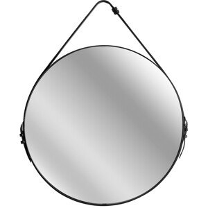 Kulaté zrcadlo LOFT se závěsným páskem 60 cm černé