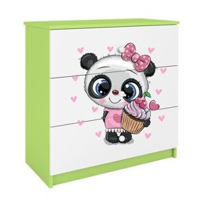 Dětská komoda BABYDREAMS Panda zelená