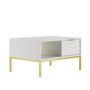 Konferenční stolek Austin 80 cm bílá/zlatá