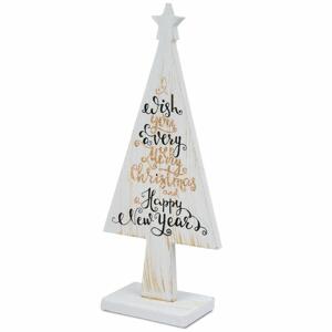 Dřevěná dekorace Merry Christmas 25 cm bílá