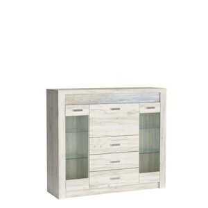 Vitrína Indianapolis 137 cm dub craft bílý