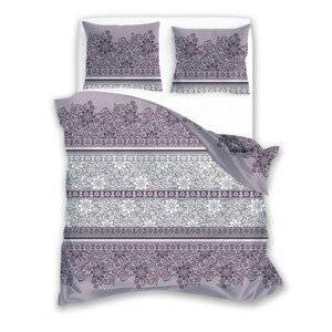 Bavlněné saténové povlečení PURE SATEEN 220x200 cm + 2x 70x80 cm fialovo-šedé