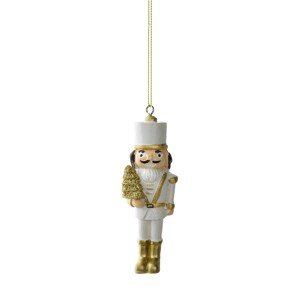 Vánoční závěsná figurka SANTA LILA 10,5 cm bílá/zlatá