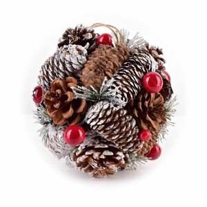 Vánoční závěsná kulová dekorace SANTA LILA 15 cm přírodní