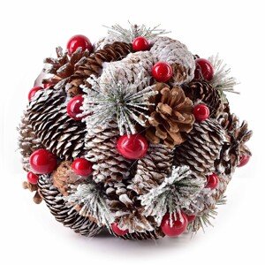 Vánoční závěsná kulová dekorace SANTA LILA 18 cm přírodní