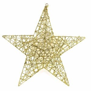 LED vánoční závěsná hvězda SANTA LILA 57 cm zlatá