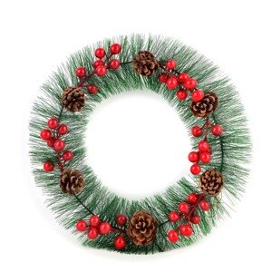 Vánoční věnec SANTA LILA 30 cm zelený/červený
