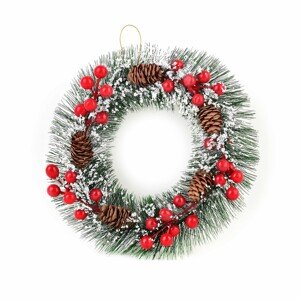 Vánoční věnec SANTA LILA 25 cm zelený/bílý