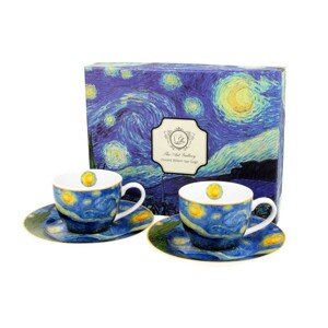 Sada šálků s podšálkem espresso Van Gogh STARRY NIGHT 2 ks 90 ml modrá
