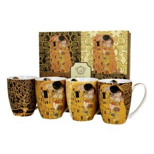 Sada porcelánových hrnků KLIMT 4 ks 350 ml hnědo-zlatá