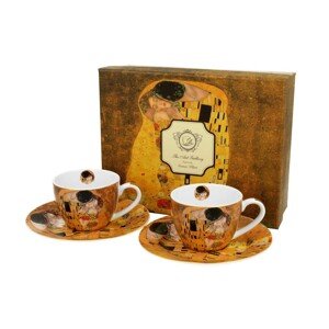 Sada šálků s podšálkem espresso Klimt THE KISS 2 ks 90 ml hnědá