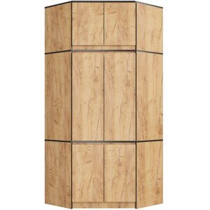 Rohová šatní skříň CLP 100 cm 6D dub craft