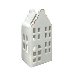 Vánoční keramická lucerna HYTTE VI 16,8 cm bílá