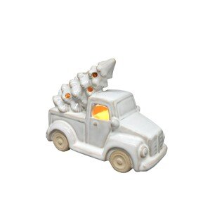 Vánoční LED dekorace auto SANTA LILA 10,2 cm bílá