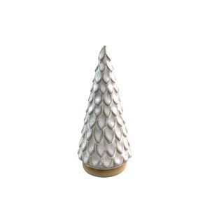 Vánoční dekorace stromek II SANTA LILA 15 cm béžová/bílá