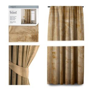 Závěs Amelia Home Velvet s řasící páskou hořčicově žlutý