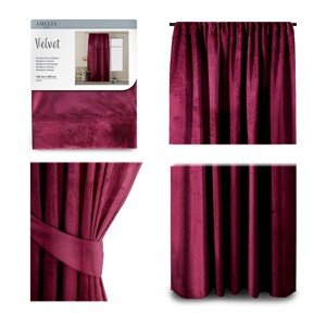 Závěs Amelia Home Velvet s řasící páskou vínově červený