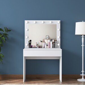 Minimalistický toaletní stolek Alisson II s LED zrcadlem bílý