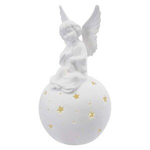 Keramický LED anděl 29 cm teplá bílá