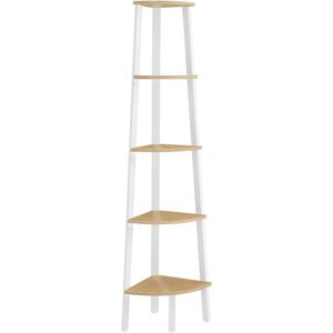 Rohový regál Vasagle Solen 159 cm bílý/dub přírodní