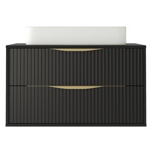 Závěsná skříňka pod umyvadlo Avila s deskou 80 cm černá/zlatá