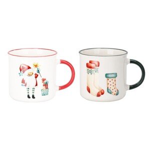 Sada 2ks vánočních hrnků Santa Candy 300 ml bílá/červená