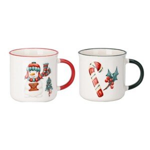 Sada 2ks vánočních hrnků Snowman Candy 300 ml bílá/červená/černá